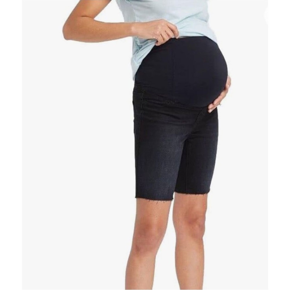 Isabel Maternity Crossover Panel Bermuda Maternity Jean Shorts